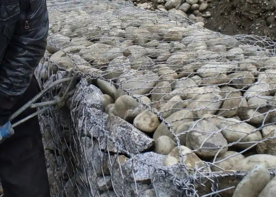 80x100mm Pvc επικαλυμμένο Gabion Wire Mesh In Flood Control Υποστήριξη τοίχος